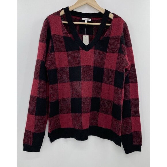 NWT Maurices Red Buffalo Plaid Cut Out Neck‎ Sweater Size Large - Picture 1 of 11